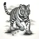 sunset and tiger walking tattoo design idea