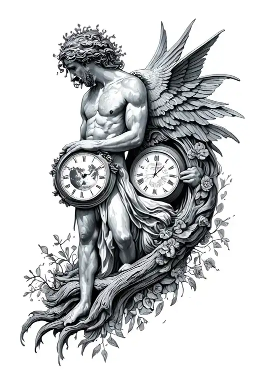 on mother earth with father time you can do anything tattoo design idea