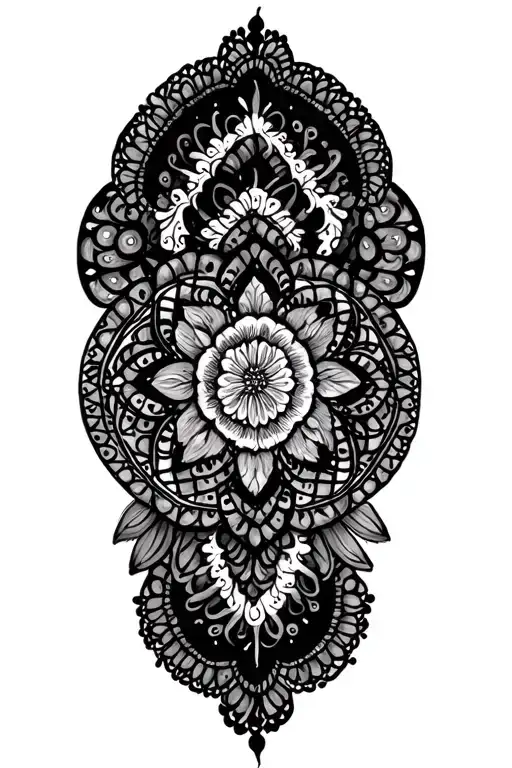 mandala, lace, boho linework design tattoo design idea