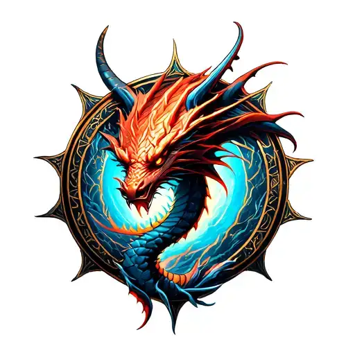 slifer the skydragon inside the seal of orichalcos tattoo design idea