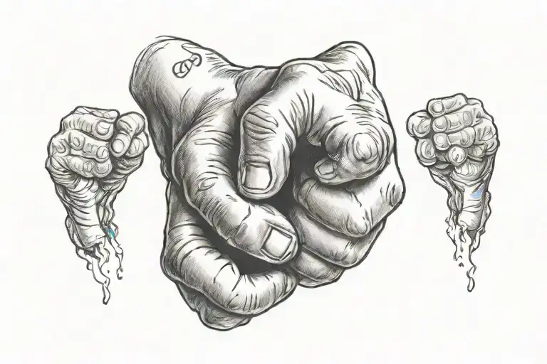 adult fist bumping toddler tattoo design idea