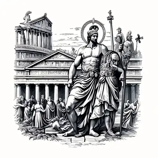 Ancient Rome, famous personalities, great warriors, gods, architectural monuments, tattoo on the whole hand tattoo design idea