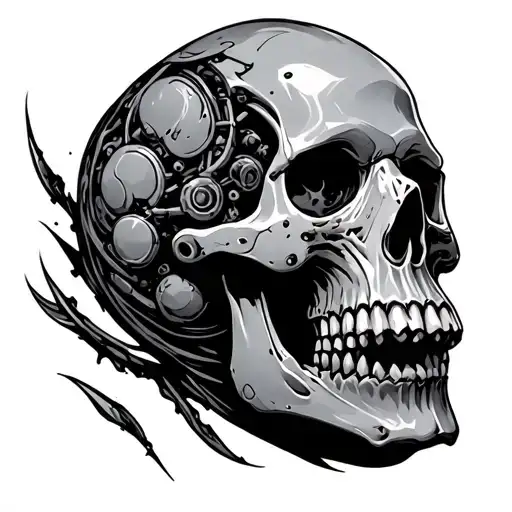 bio mech skull tattoo design idea
