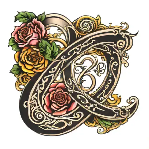 infinity sign with number 7 heavenly virtues tattoo design idea
