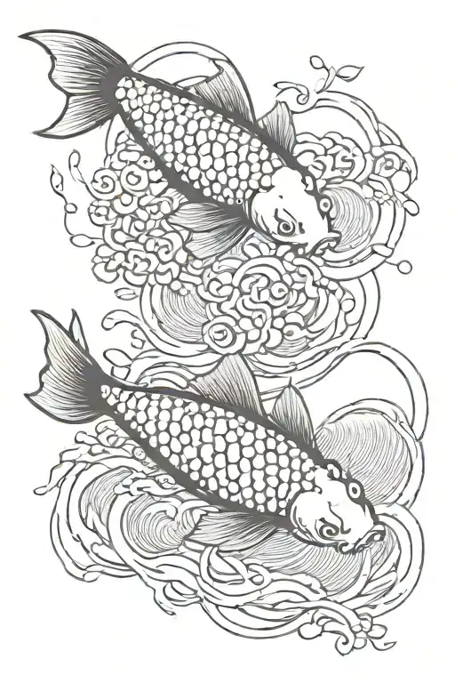 2  koi fish swimming gracefully tattoo design idea
