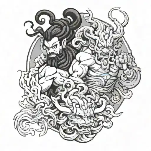raijin and fujin god tattoo design idea