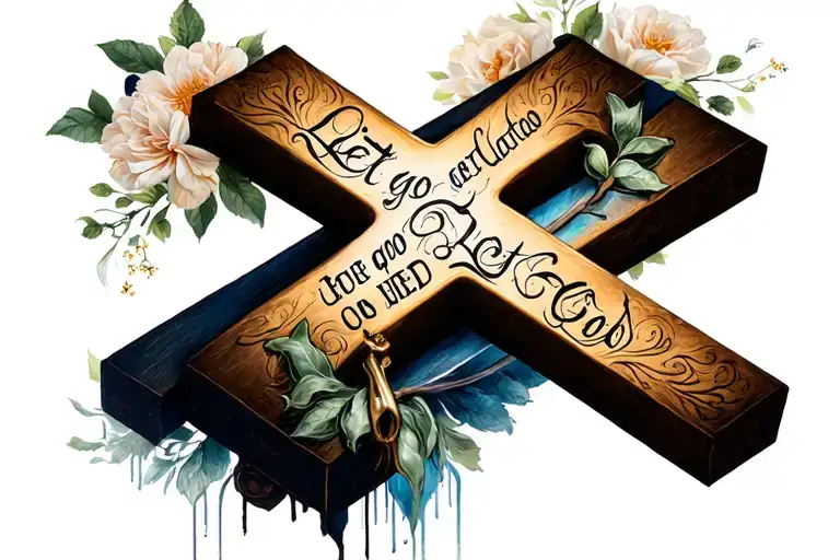 cross tattoo let go and let god tattoo design idea