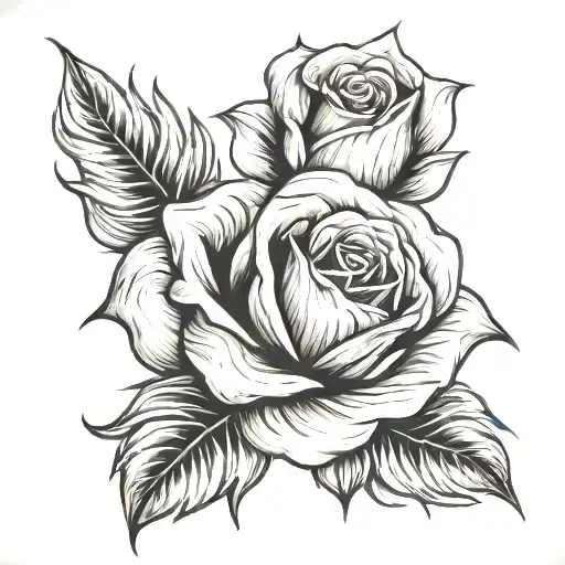rose on fire flames tattoo design idea
