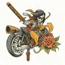 Day of the Dead themed samurai girl tattoo design. tattoo design idea