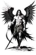 dark wild warrior archangel Michael tattoo design idea