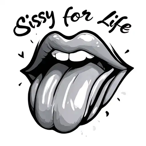 "Sissy for Life" tongue sticking out tattoo design idea