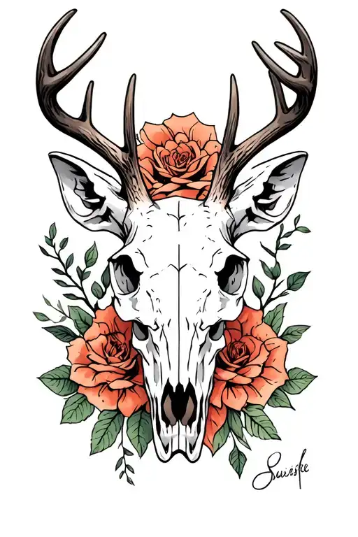 deer skull tattoo design idea
