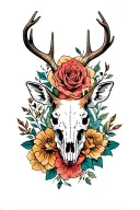 deer skull tattoo design idea