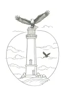 lighthouse and eagle soaring tattoo design idea
