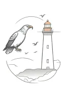 lighthouse and eagle soaring tattoo design idea