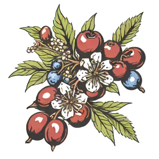 juniper berry and cherry   tattoo design idea