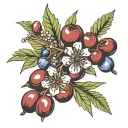 juniper berry and cherry   tattoo design idea