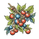 juniper berry and cherry   tattoo design idea