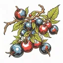 juniper berry and cherry   tattoo design idea
