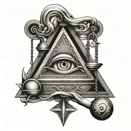 illuminati with libra scale balanced tattoo design idea