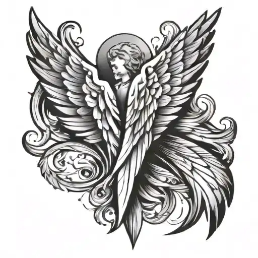 angel wing 3 triangles tattoo design idea