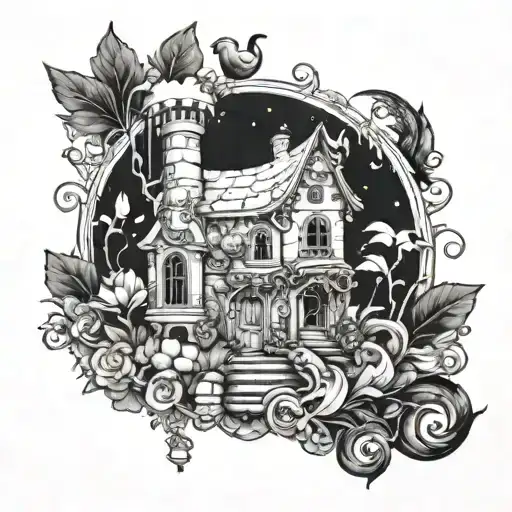 Incorporate a whimsical fairy tale theme with elements of gaming for a unique tattoo design tattoo design idea