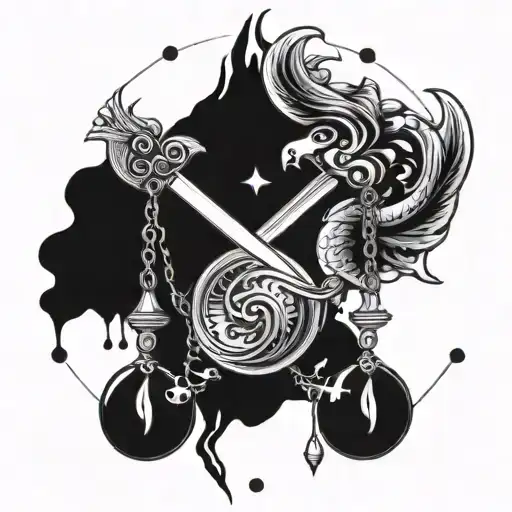 Libra, Aquarius, Gemini, Aries, Capricorn zodiac sign tattoo design idea
