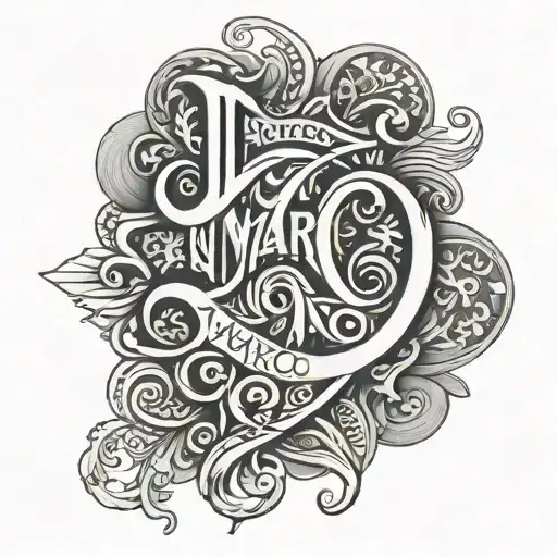 an F composed of the first names Marc Marion Thomas tattoo design idea