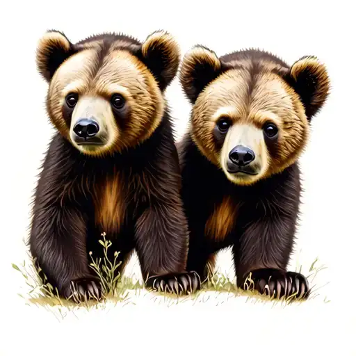two bear cubs tattoo design idea