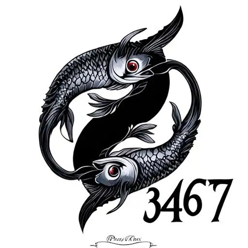 "3467" Pisces and Aries  tattoo design idea