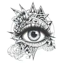 geometric eye touch with neo traditional tattoo design idea