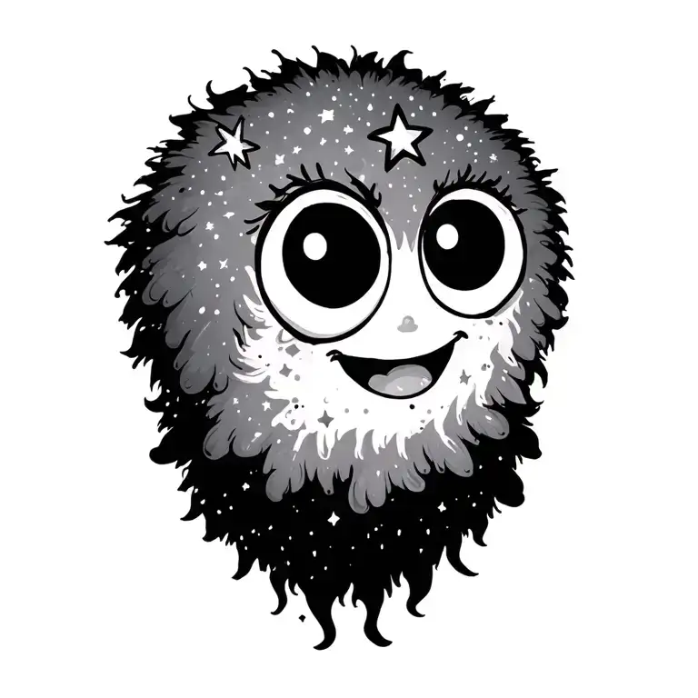 soot sprite with stars tattoo design idea