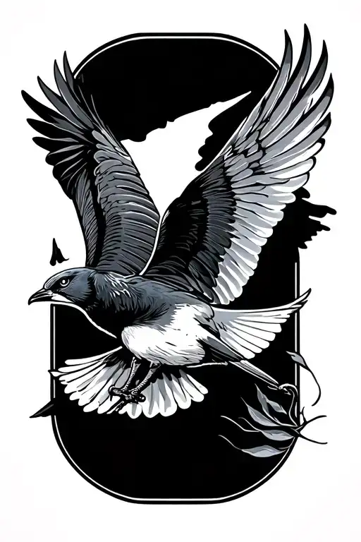 2 birds flying tattoo design idea
