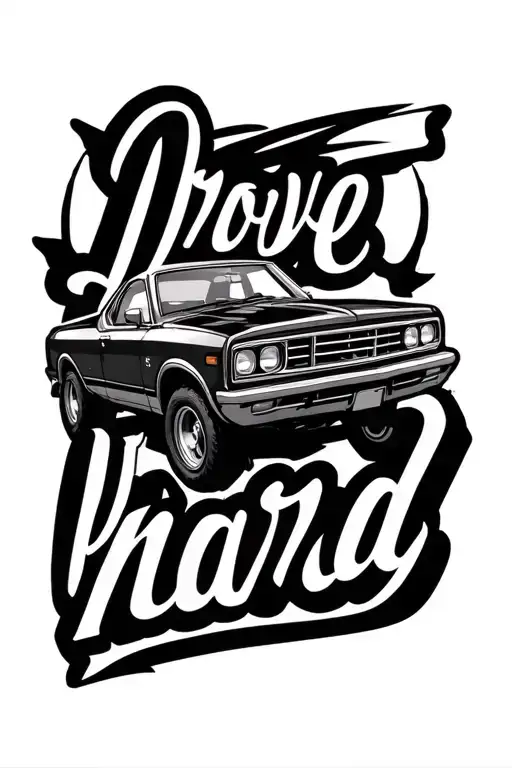 "Drove hard" V8 Engine tattoo design idea
