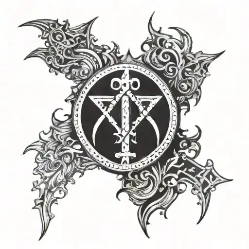 Turn the Virgo sign upside down and make it gothic with crosses. tattoo design idea