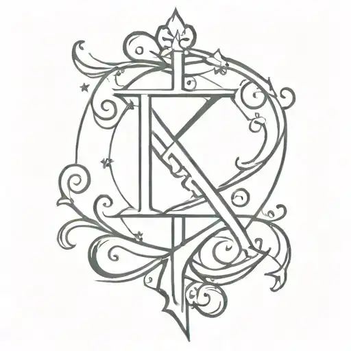 Turn the Virgo sign upside down  in the form of the letter m and make it gothic with crosses. tattoo design idea