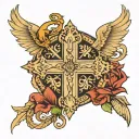 Turn the Virgo sign upside down and make it gothic with crosses. tattoo design idea