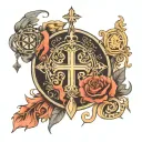 Turn the Virgo sign upside down and make it gothic with crosses. tattoo design idea