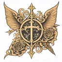 Turn the Virgo sign upside down and make it gothic with crosses. tattoo design idea