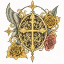 Turn the Virgo sign upside down and make it gothic with crosses. tattoo design idea