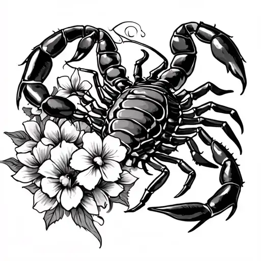 Scorpion and Flowers of Lorus Vishnu & Shivas tattoo design idea
