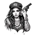 gangster girl tattoo design idea