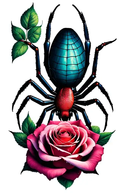 Spider, Rose, Spider web design tattoo design idea