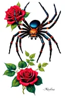 Spider, Rose, Spider web design tattoo design idea