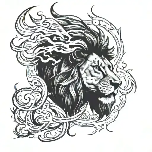 lion breathing fire tattoo design idea