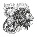 lion breathing fire tattoo design idea