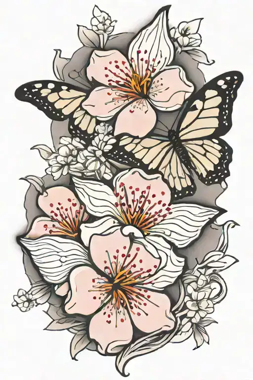 imagine a tattoo where the cherry blossom petals turns into butterflies.  tattoo design idea