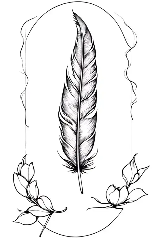 moon loto feather tattoo design idea