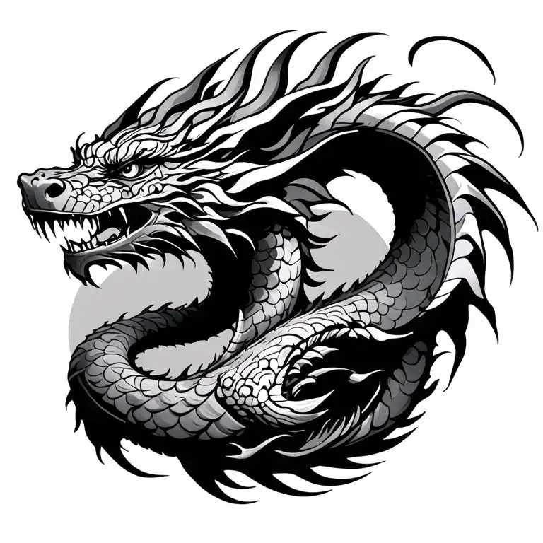 polynesian dragon flying tattoo design idea