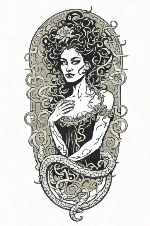 Medusa in color tattoo design idea